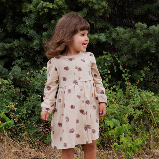 Button Down Dress- Pinecones