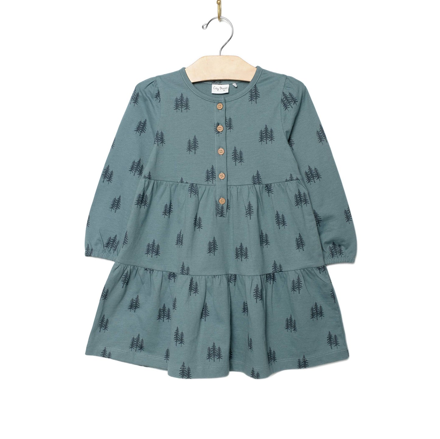 Tiered Henley Dress - Twilight Forest